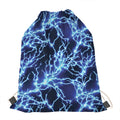 Blue Electric Lightning Print Drawstring Bag