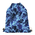 Blue Electric Lightning Print Drawstring Bag