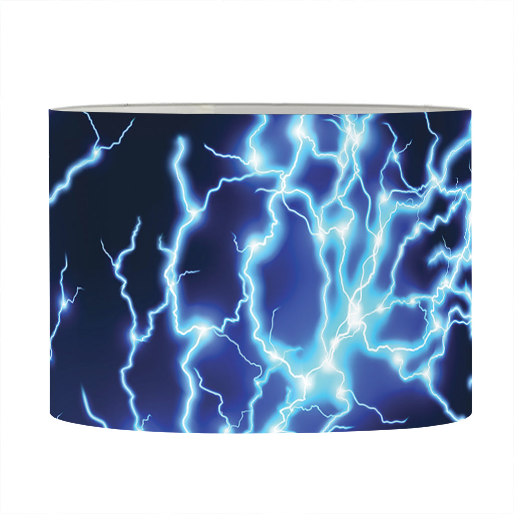 Blue Electric Lightning Print Drum Lamp Shade