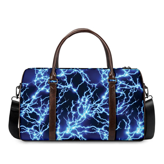 Blue Electric Lightning Print Duffle Bag