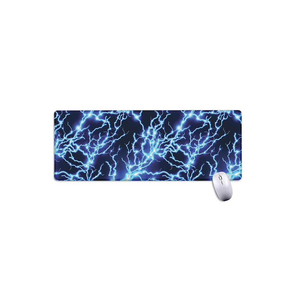 Blue Electric Lightning Print Extended Mouse Pad