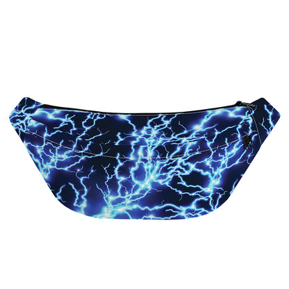Blue Electric Lightning Print Fanny Pack