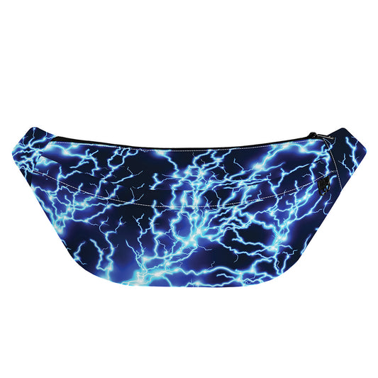 Blue Electric Lightning Print Fanny Pack