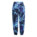 Blue Electric Lightning Print Fleece Lined Knit Pants