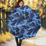 Blue Electric Lightning Print Foldable Umbrella