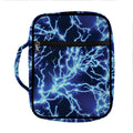 Blue Electric Lightning Print Front Pocket Bible Bag