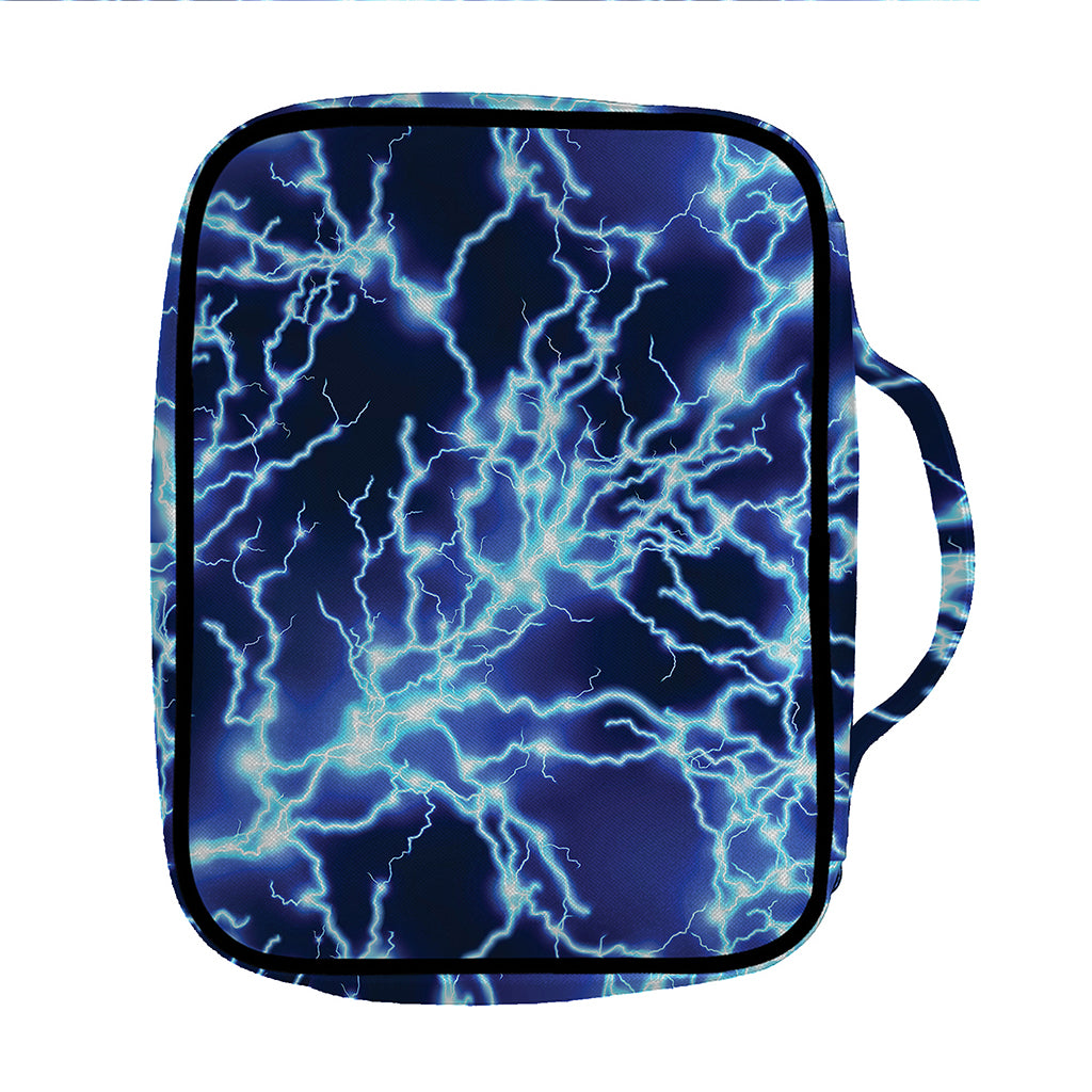 Blue Electric Lightning Print Front Pocket Bible Bag