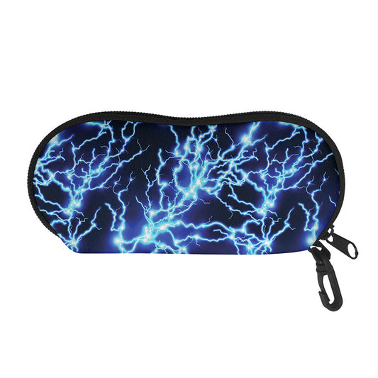 Blue Electric Lightning Print Glasses Case