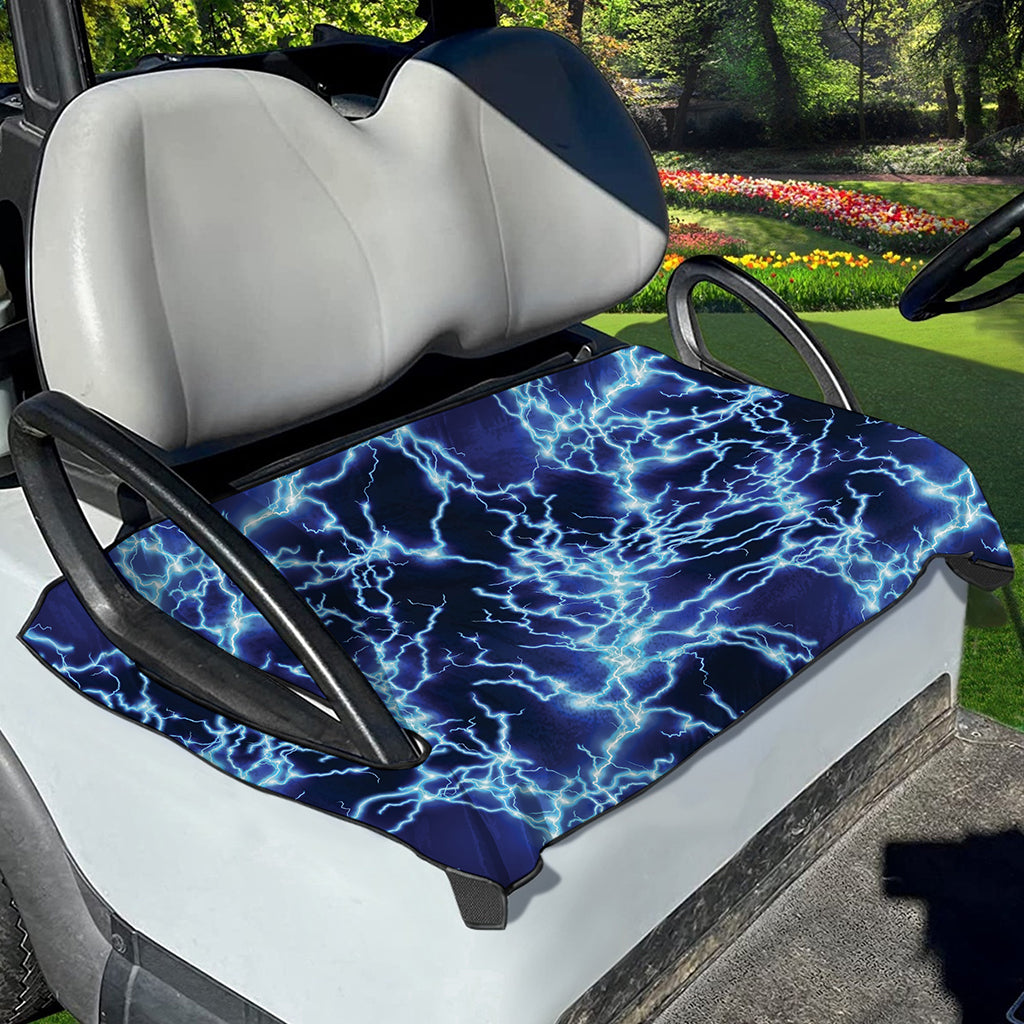 Blue Electric Lightning Print Golf Cart Seat Cover