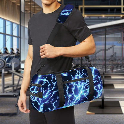 Blue Electric Lightning Print Gym Bag
