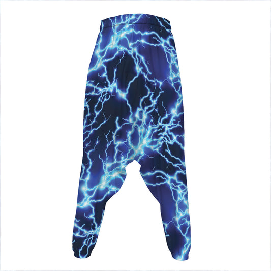 Blue Electric Lightning Print Hammer Pants