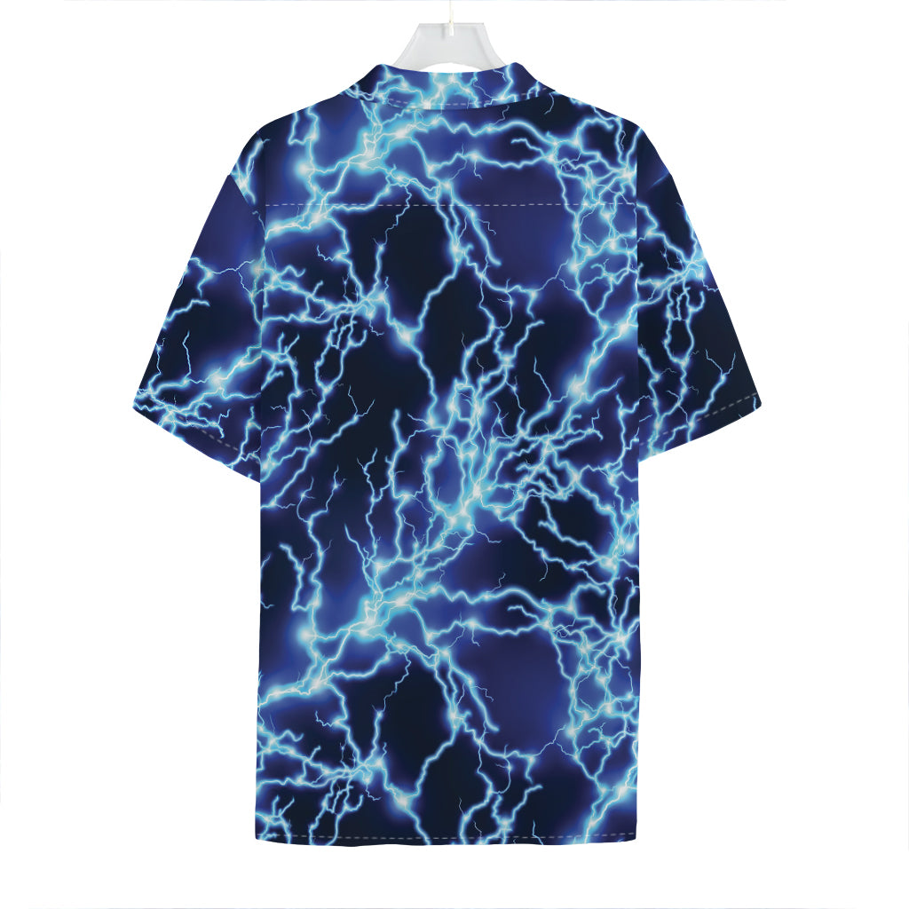 Blue Electric Lightning Print Hawaiian Shirt