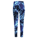 Blue Electric Lightning Print High-Waisted Pocket Leggings