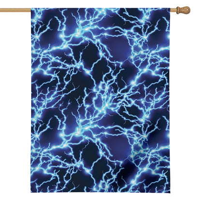 Blue Electric Lightning Print House Flag