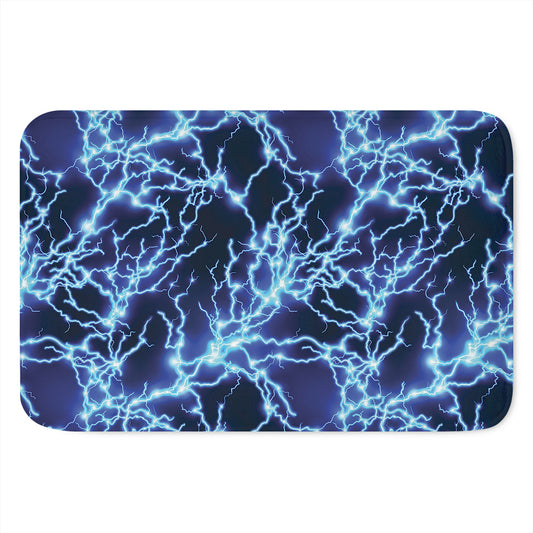 Blue Electric Lightning Print Indoor Door Mat