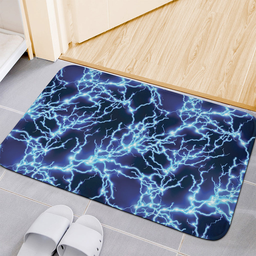 Blue Electric Lightning Print Indoor Door Mat