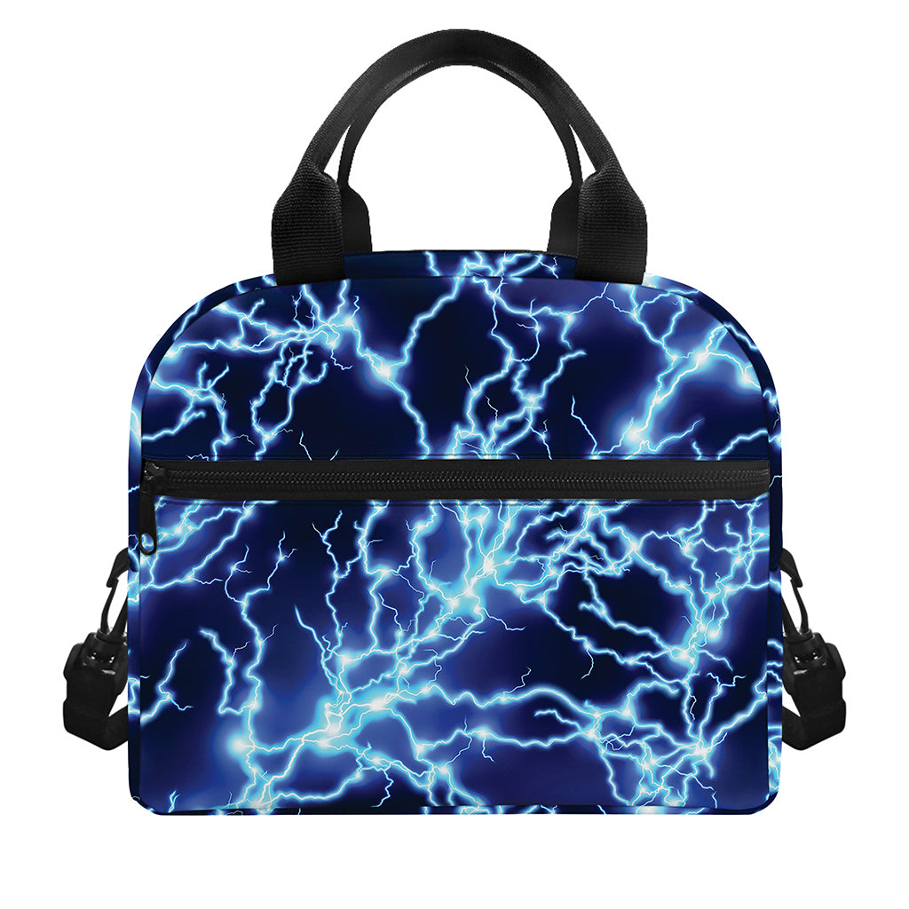 Blue Electric Lightning Print Insulated Lunch Bag