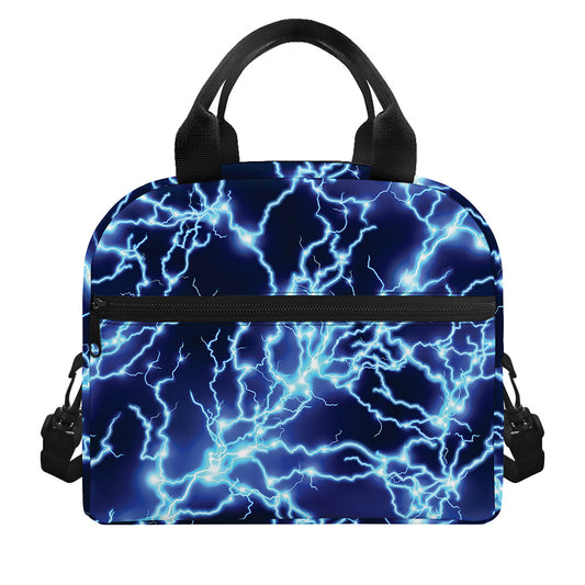 Blue Electric Lightning Print Insulated Lunch Bag