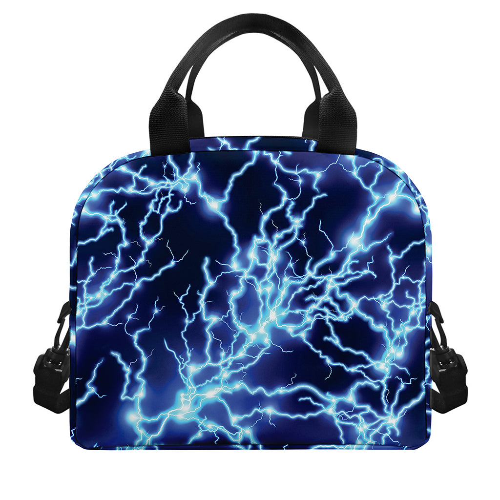 Blue Electric Lightning Print Insulated Lunch Bag