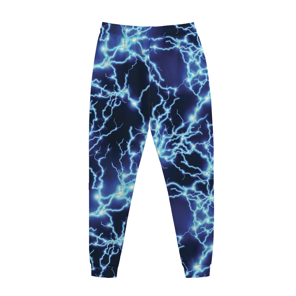 Blue Electric Lightning Print Jogger Pants
