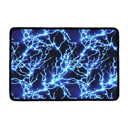 Blue Electric Lightning Print Kitchen Mat