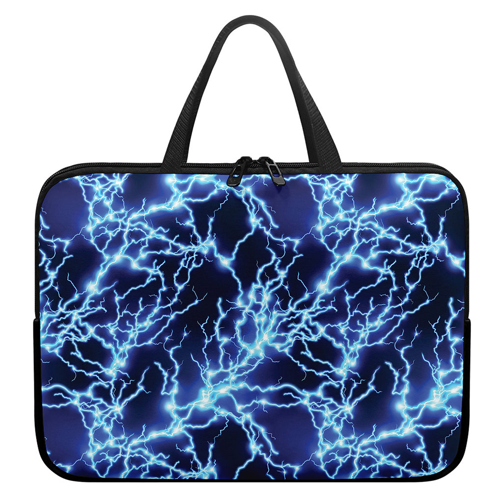 Blue Electric Lightning Print Laptop Sleeve With Handle