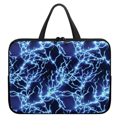 Blue Electric Lightning Print Laptop Sleeve With Handle