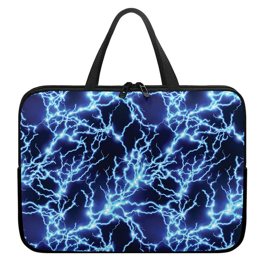 Blue Electric Lightning Print Laptop Sleeve With Handle