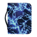 Blue Electric Lightning Print Leather Bible Cover