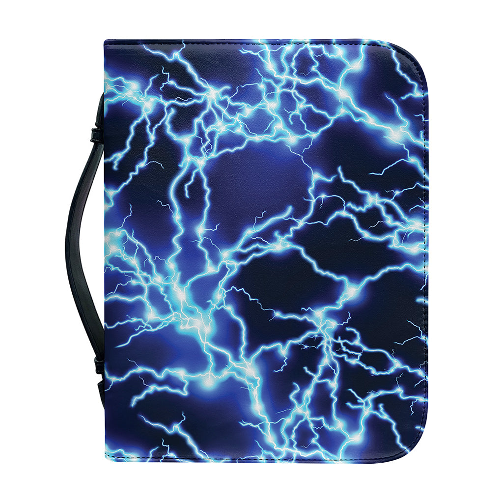 Blue Electric Lightning Print Leather Bible Cover