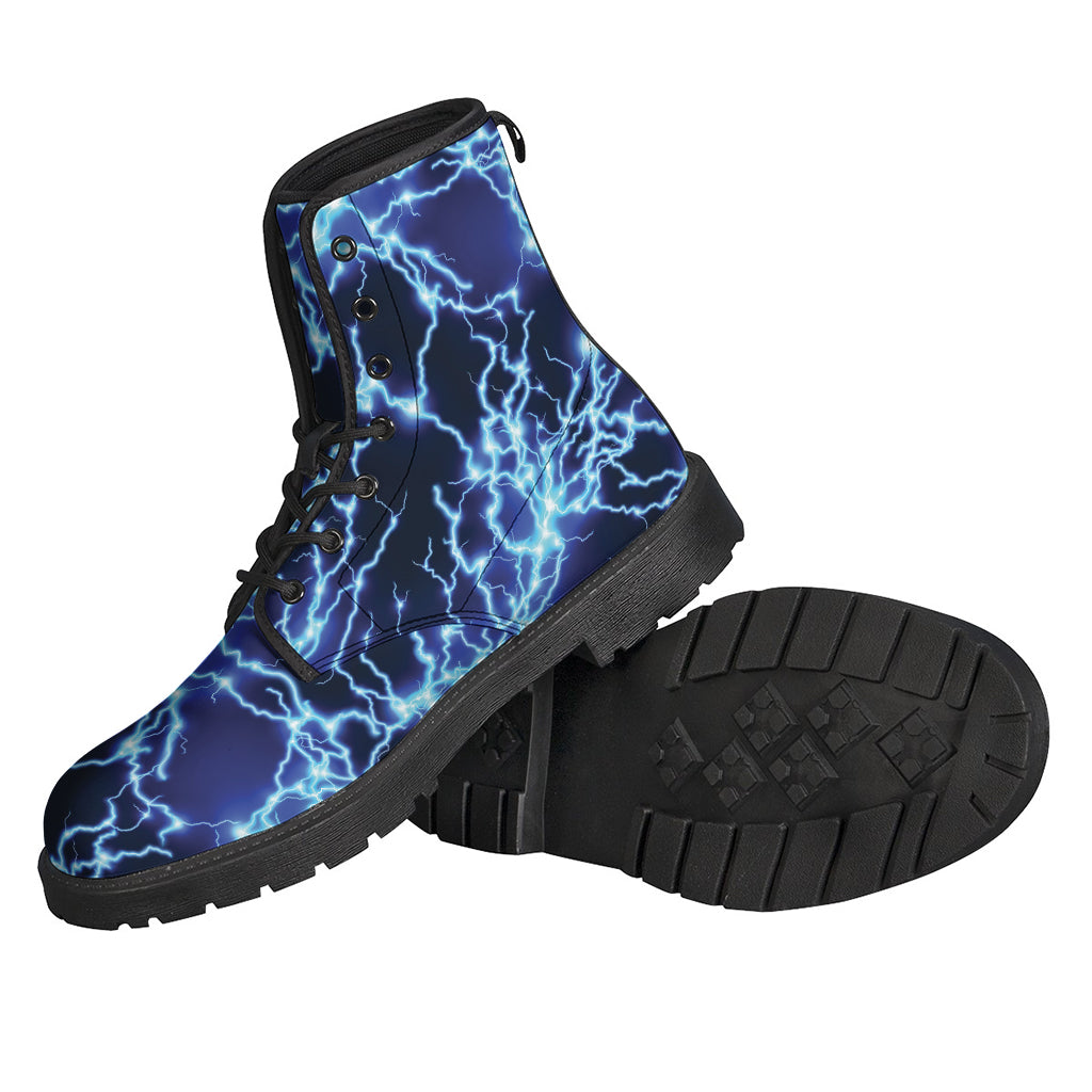 Blue Electric Lightning Print Backpack