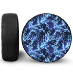 Blue Electric Lightning Print Leather Spare Tire Cover