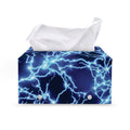 Blue Electric Lightning Print Leather Tissue Box Cover