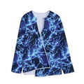 Blue Electric Lightning Print Long Sleeve Short Coat