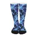 Blue Electric Lightning Print Long Socks