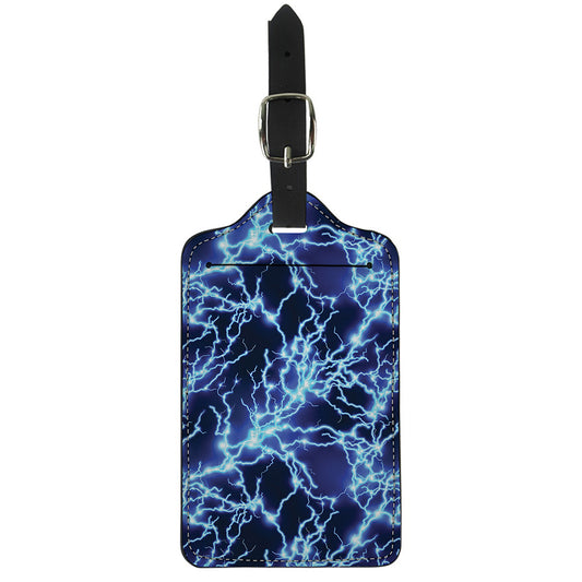 Blue Electric Lightning Print Luggage Tag