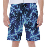 Blue Electric Lightning Print Men's Beach Shorts