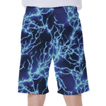 Blue Electric Lightning Print Men's Beach Shorts