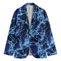 Blue Electric Lightning Print Men's Blazer
