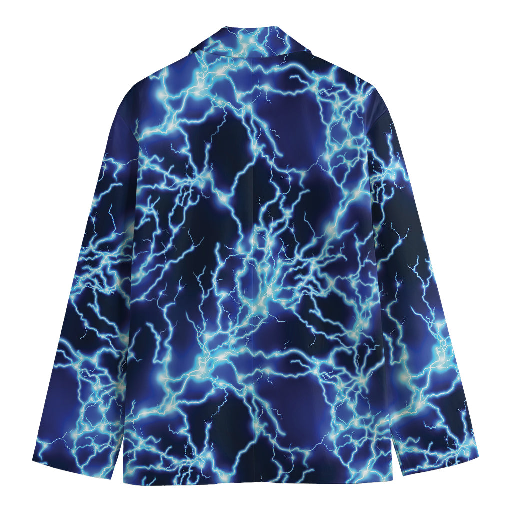 Blue Electric Lightning Print Men's Blazer
