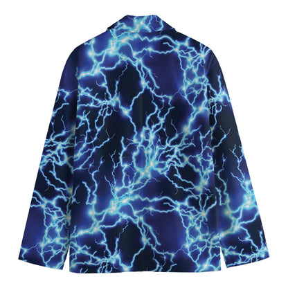 Blue Electric Lightning Print Men's Blazer