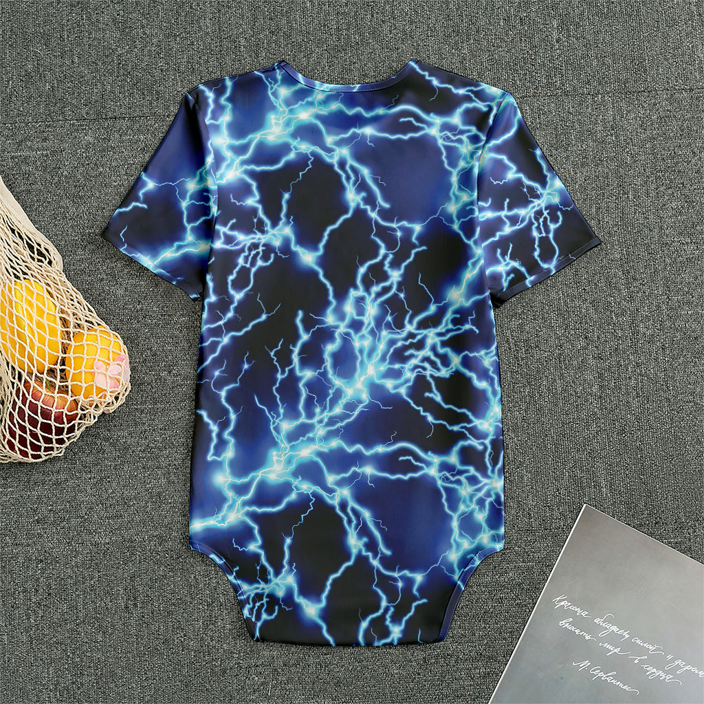 Blue Electric Lightning Print Men's Bodysuit