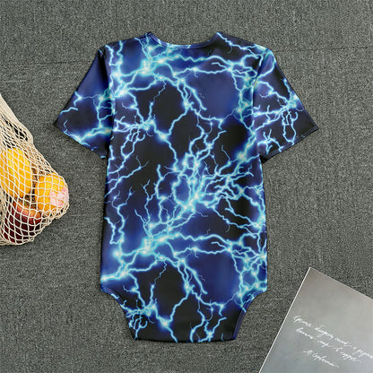 Blue Electric Lightning Print Men's Bodysuit