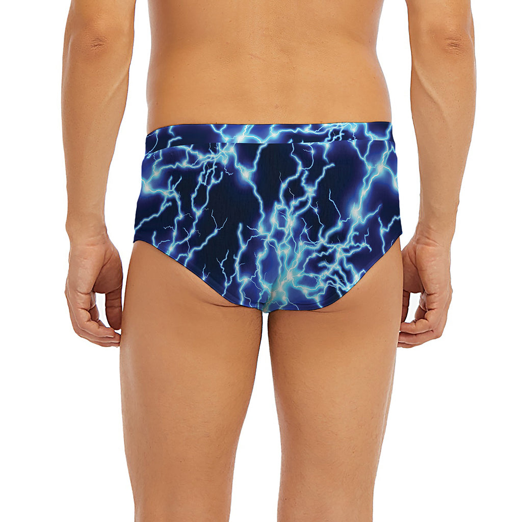 Blue Electric Lightning Print Men's Briefs