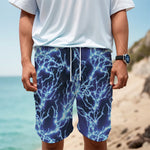 Blue Electric Lightning Print Men's Cargo Shorts