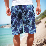Blue Electric Lightning Print Men's Cargo Shorts