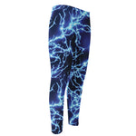 Blue Electric Lightning Print Men's Compression Pants