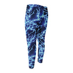 Blue Electric Lightning Print Men's Compression Pants