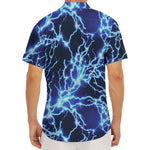 Blue Electric Lightning Print Men's Deep V-Neck Shirt