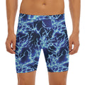 Blue Electric Lightning Print Men's Long Boxer Briefs